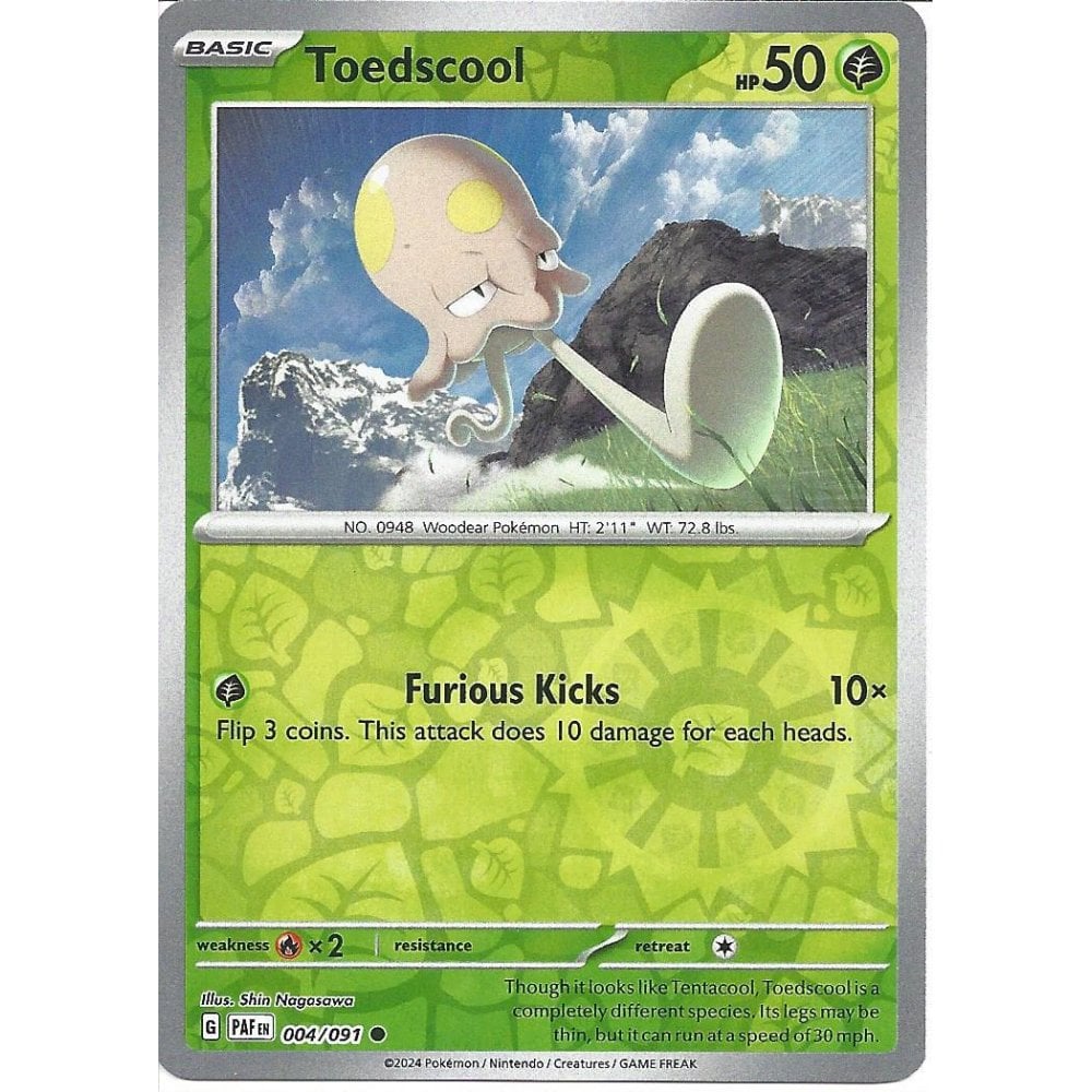 toedscool pokemon card 004/091 Toedscool (Reverse holo) - Paldean Fates