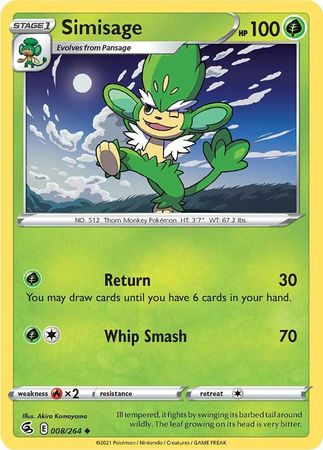 monkey pokemon cards 008/264 Simisage (Fusion Strike) Pokemon card (English) – Cham Gaming