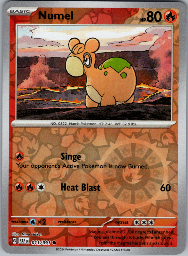 011/091 Numel (Reverse Holo) - Paldean Fates - Pokmon card (English) Cham Gaming 011/091 Numel (Reverse Holo) - Paldean Fates - Pokmon card (English) Cham Gaming