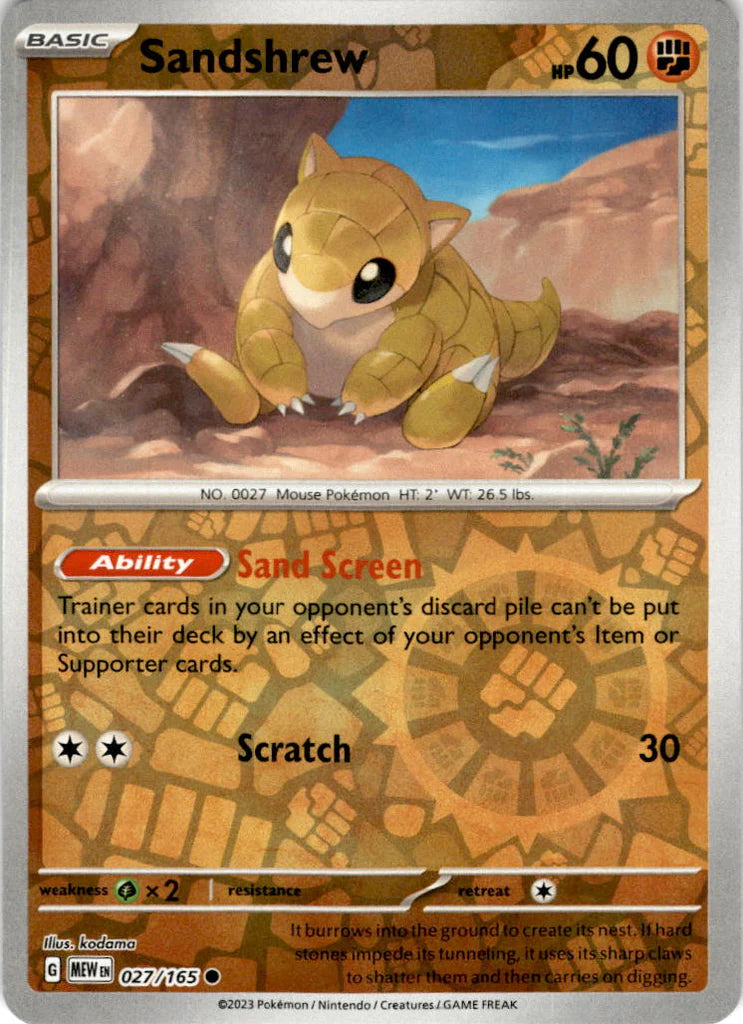 027/165 Sandshrew (Reverse Holo) - Pokmon 151 - Pokmon card (English Cham Gaming 027/165 Sandshrew (Reverse Holo) - Pokmon 151 - Pokmon card (English Cham Gaming