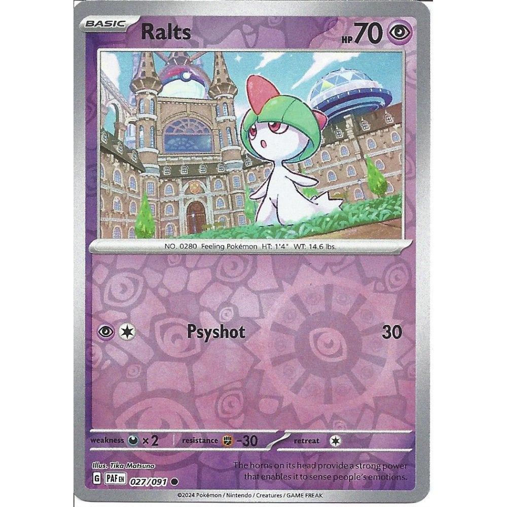 pokemon card ralts 027/091 Ralts (Reverse Holo) - Paldean Fates