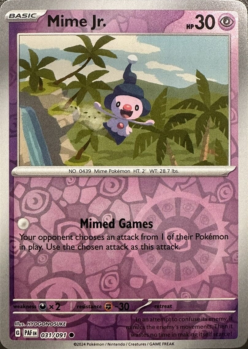 pokemon mime jr card 031/091 Mime Jr. (Reverse Holo) - Paldean Fates