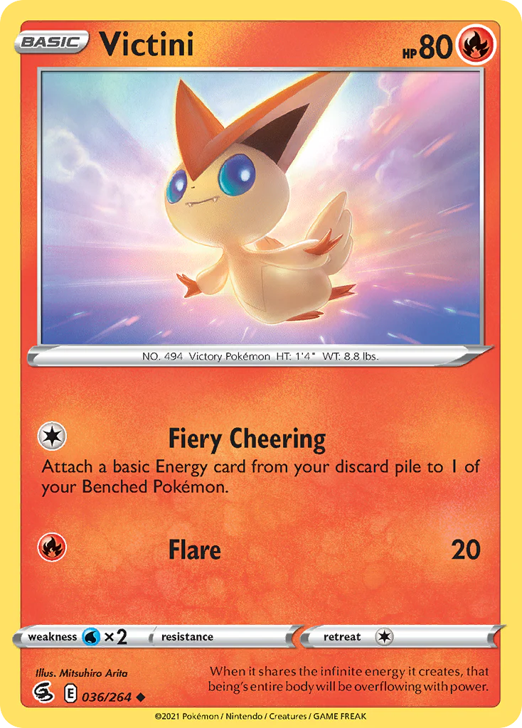 036/264 Victini (Fusion strike) Pokemon card (English) – Cham Gaming