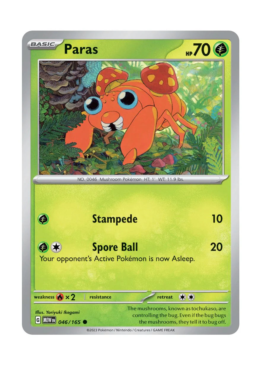 046/165 Paras (Pokmon 151) Pokemon card (English) Cham Gaming 046/165 Paras (Pokmon 151) Pokemon card (English) Cham Gaming