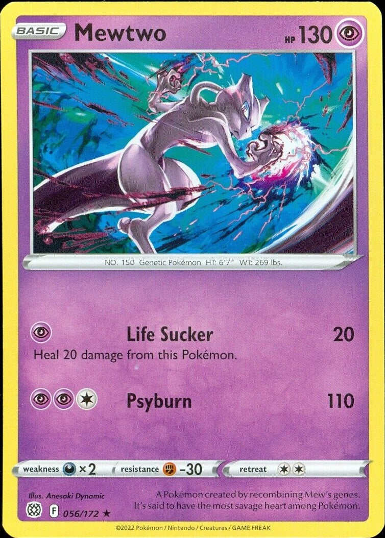 056/172 Mewtwo (Rare) (Brilliant Stars) Pokemon card (English) Cham Gaming 056/172 Mewtwo (Rare) (Brilliant Stars) Pokemon card (English) Cham Gaming