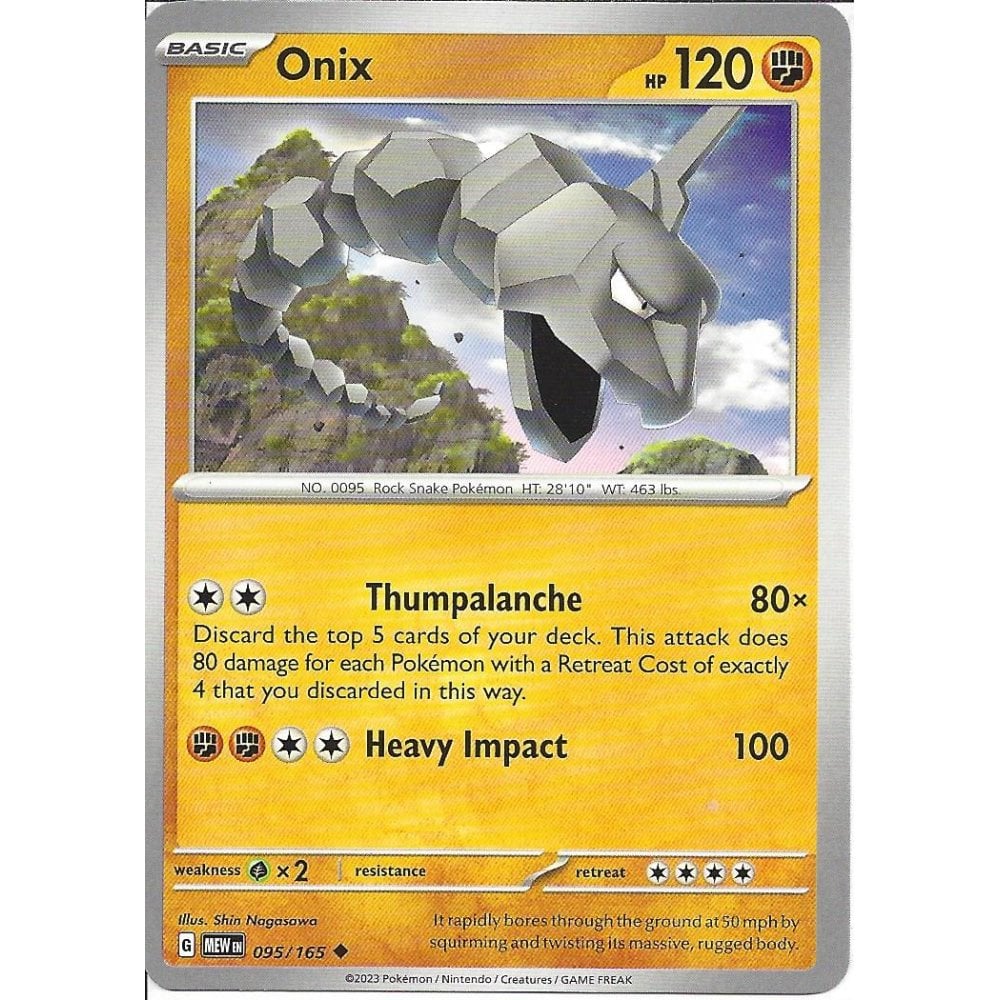 095/165 Onix - Pokmon 151 - Pokmon card (English) Cham Gaming 095/165 Onix - Pokmon 151 - Pokmon card (English) Cham Gaming