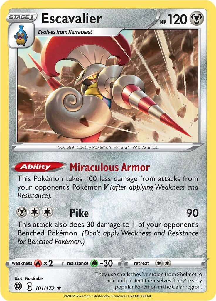101/172 Escavalier (Rare) (Brilliant Stars) Pokemon card (English) Cham Gaming 101/172 Escavalier (Rare) (Brilliant Stars) Pokemon card (English) Cham Gaming