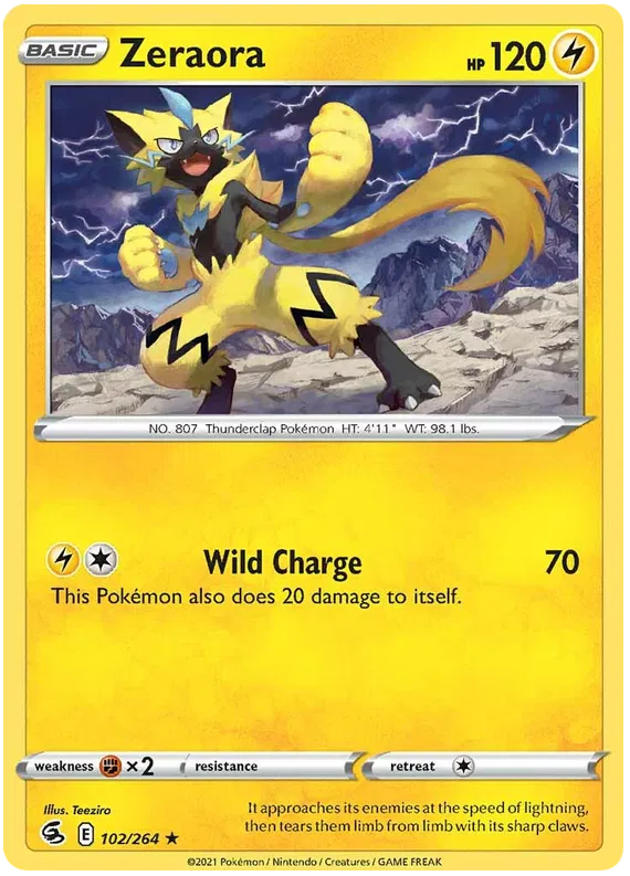 102/264 Zeraora (Rare) (Fusion Strike) Pokemon card (English)