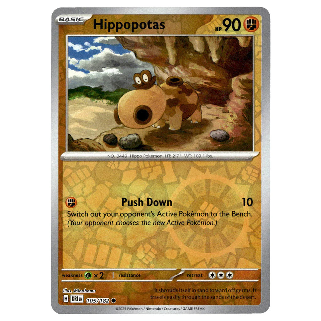 105/182 Hippopotas (Reverse Holo) - Destined Rivals - Pokemon card (English)