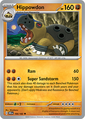 106/182 Hippowdon - Destined Rivals - Pokémon card (English)