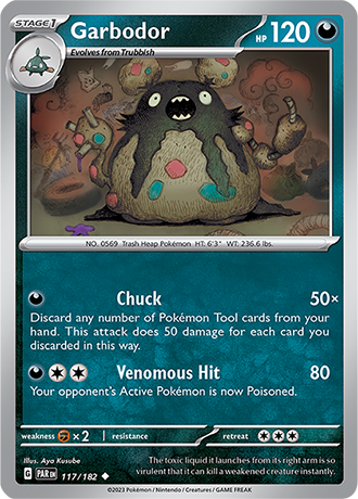117/182 Garbodor / Stage 1 / Uncommon (Paradox Rift) English card