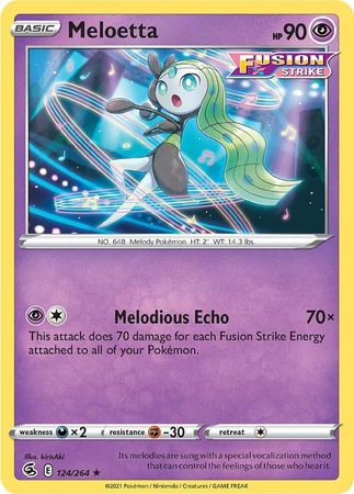 124/264 Meloetta (Rare) (Fusion Strike) Pokemon card (English) Cham Gaming 124/264 Meloetta (Rare) (Fusion Strike) Pokemon card (English) Cham Gaming