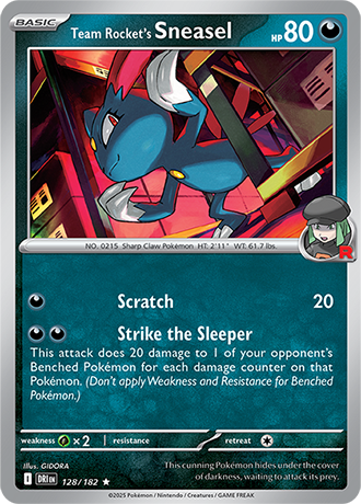 128/182 Team Rocket's Sneasel (Holo) - Destined Rivals - Pokémon card (English)