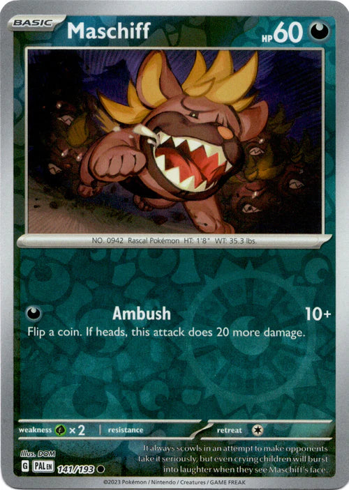 141/193 Maschiff (Reverse holo) - Paldea Evolved - Pokémon card (English)