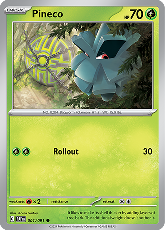 001/091 Pineco - Paldean Fates  Pokémon card (English)