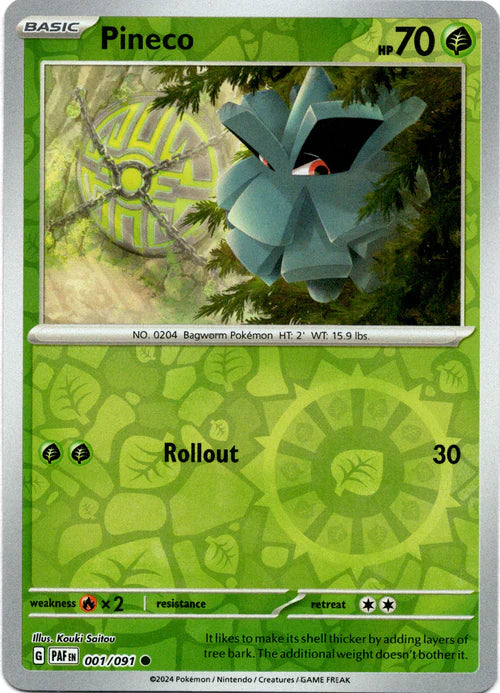 001/091 Pineco (Reverse Holo) - Paldean Fates - Pokémon card (English)
