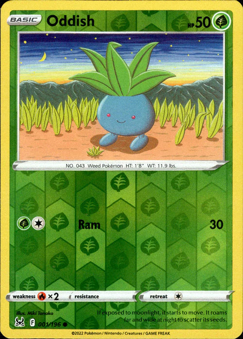 001/196 Oddish (Reverse Holo) (Lost Origin) Pokemon card (English)