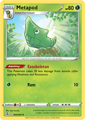 002/264 Metapod / Stage 1 / Uncommon (Fusion Strike) English card