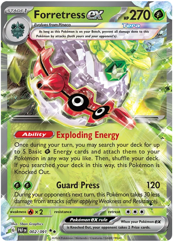 002/091 Forretress EX (Paldean Fates) Pokémon card (English)