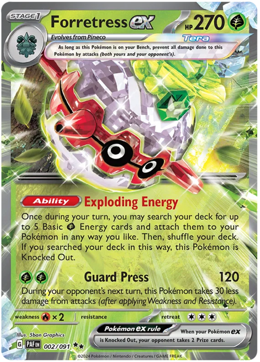 002/091 Forretress EX (Paldean Fates) Pokémon card (English)