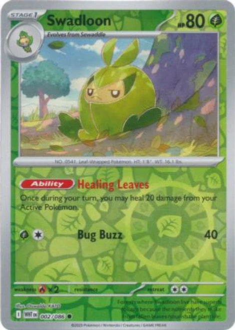 002/086 Swadloon (Reverse Holo) (White Flare) Pokemon card (English)