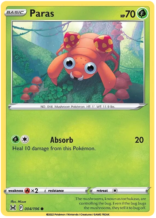 004/196 Paras (Lost Origin) Pokemon card (English)