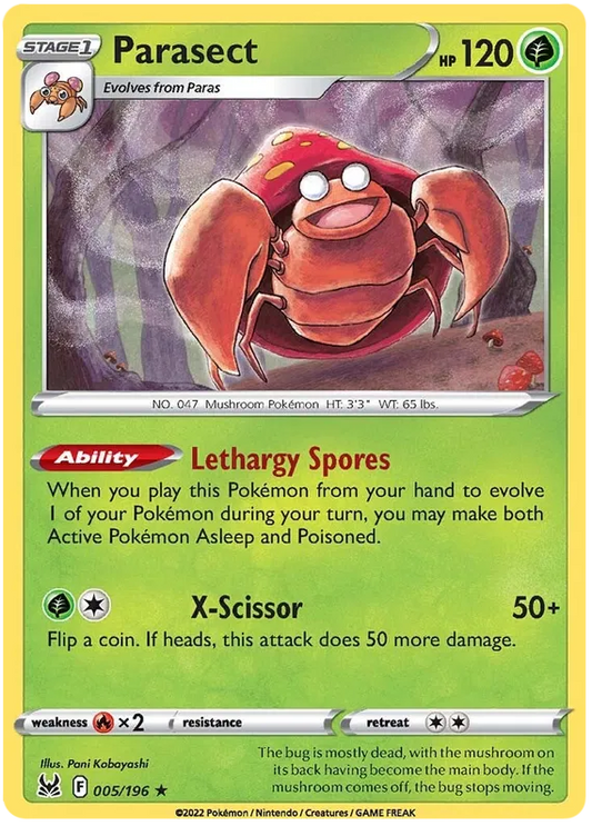 005/196 Parasect (Rare) (Lost Origin) Pokemon card (English)