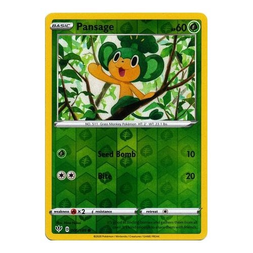 006/189 Pansage (Reverse Holo) (Darkness Ablaze) Pokemon card (English)