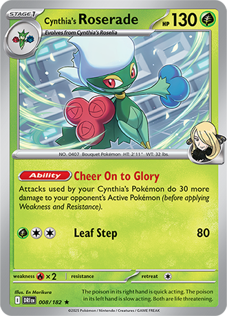 008/182 Cynthia's Roserade (Holo) - Destined Rivals - Pokémon card (English)