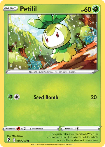 009/203 Petilil / Basic / Common (Evolving Skies) English card
