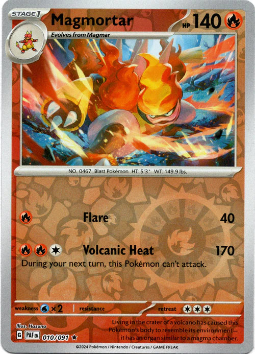 010/091 Magmortar (Reverse Holo) - Paldean Fates - Pokémon card (English)