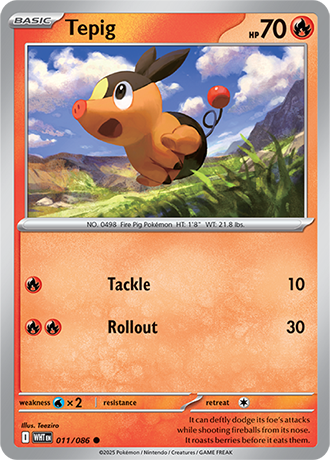 011/086 Tepig (White Flare) Pokemon card (English)