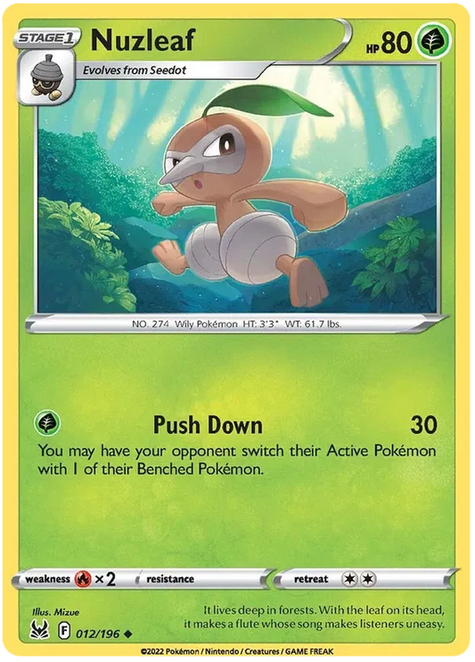 012/196 Nuzleaf (Lost Origin) Pokemon card (English)