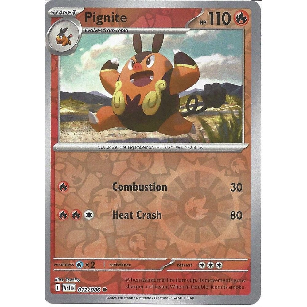 012/086 Pignite (Reverse Holo) (White Flare) Pokemon card (English)