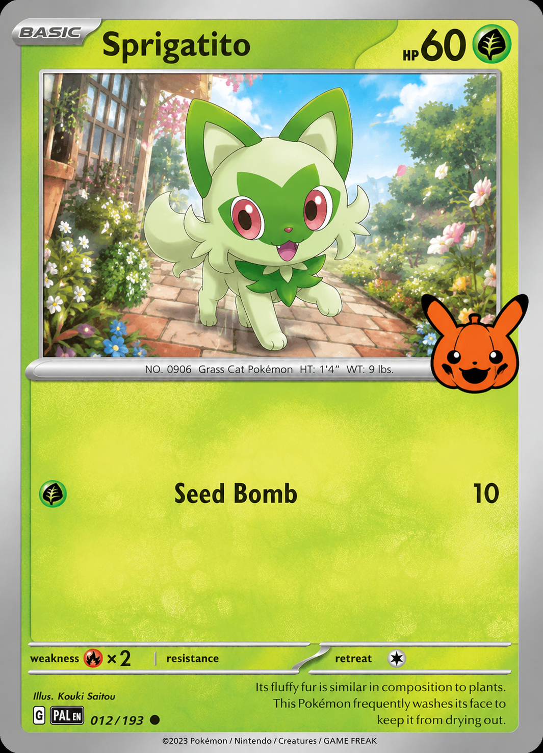 012/193 Sprigatito (Trick or Trade BOOster Bundle 2024 – Halloween Stamped) - Paldea Evolved - Pokémon card (English)