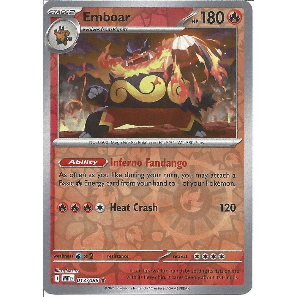 013/086 Emboar (Reverse Holo) (White Flare) Pokemon card (English)