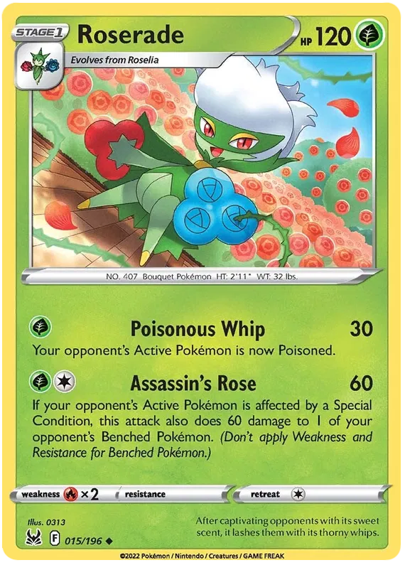 015/196 Roserade (Lost Origin) Pokemon card (English)