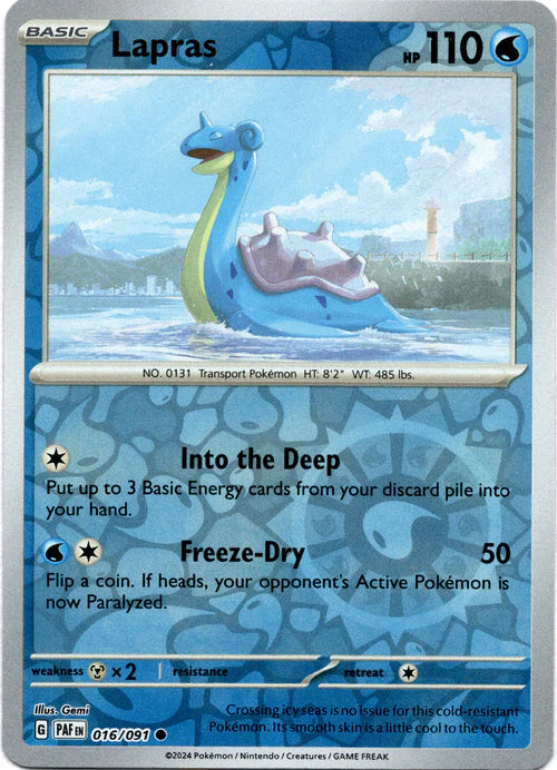 016/091 Lapras (Reverse Holo) - Paldean Fates - Pokémon card (English)