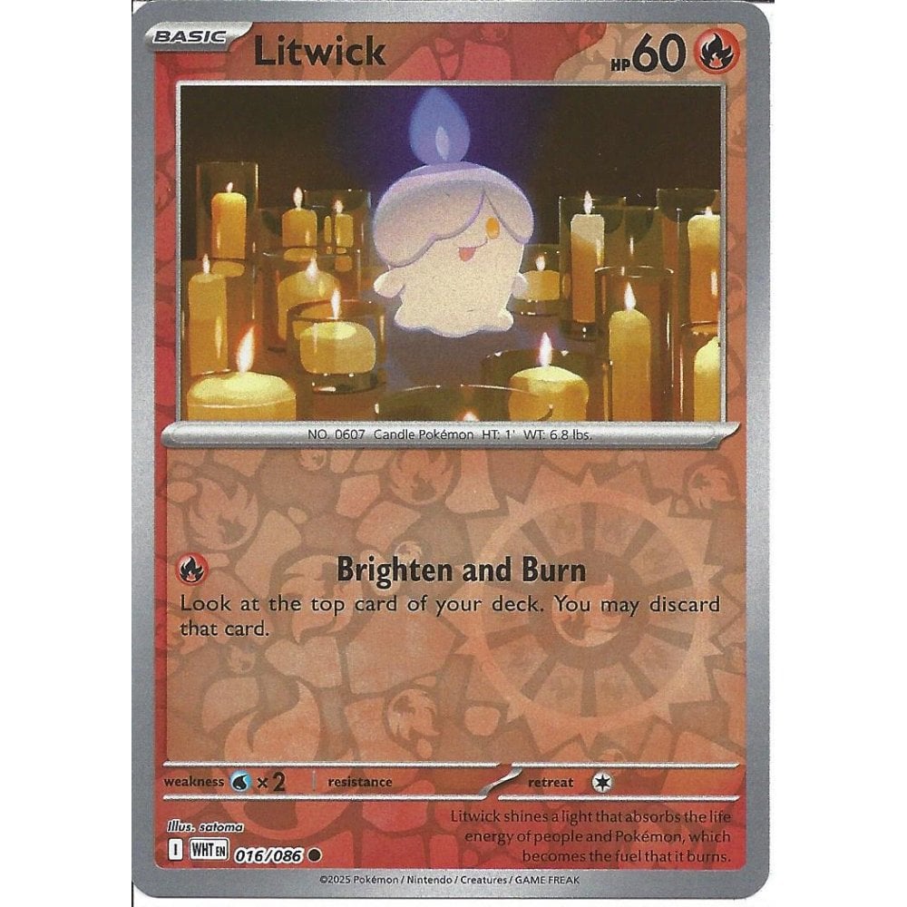 016/086 Litwick (Reverse Holo) (White Flare) Pokemon card (English)