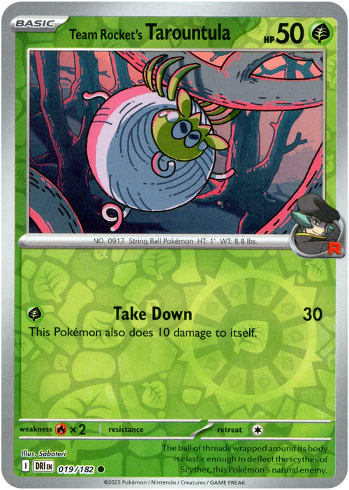 019/182 Team Rocket's Tarountula (Reverse Holo) - Destined Rivals - Pokémon card (English)