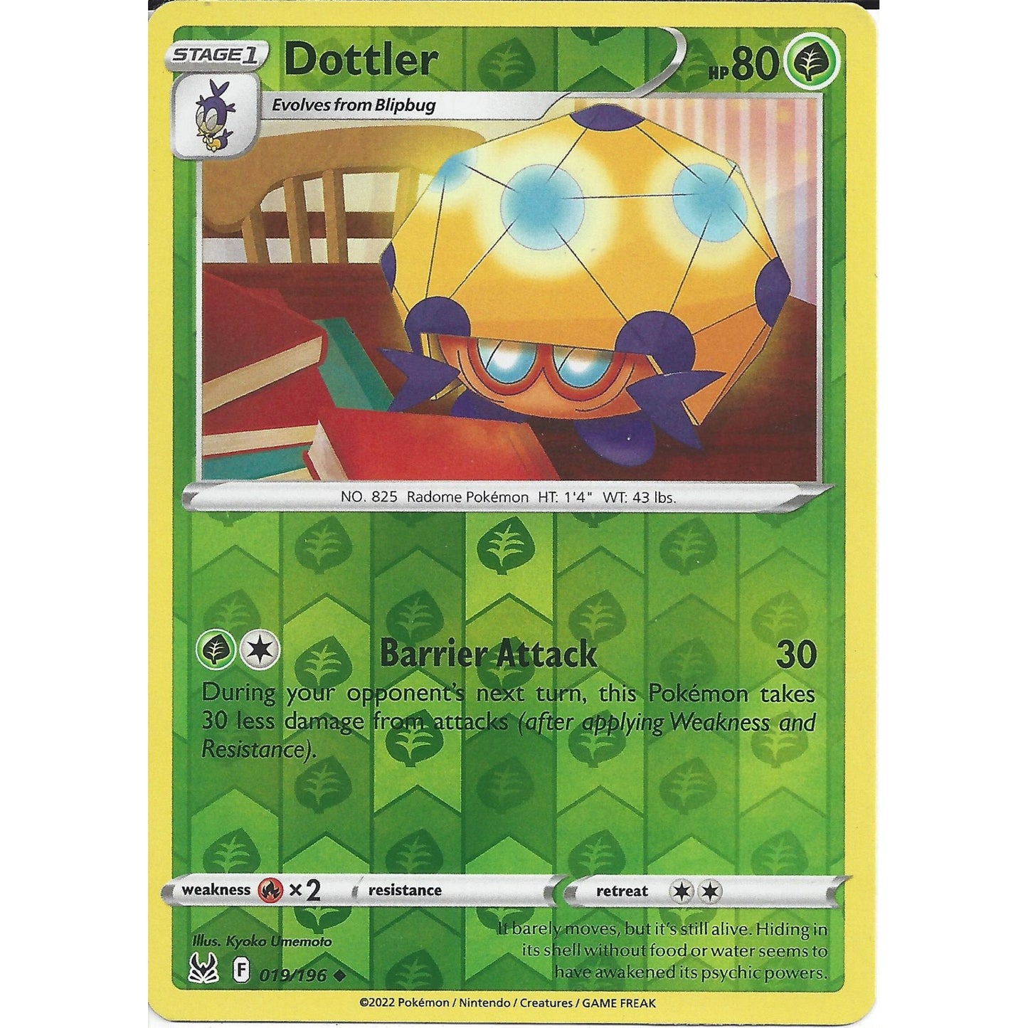 019/196 Dottler (Reverse Holo) (Lost Origin) Pokemon card (English)