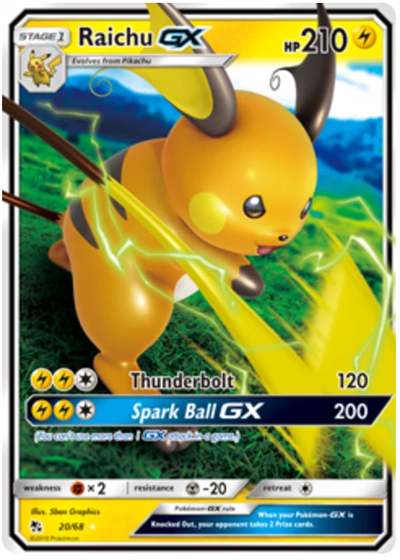 20/68 Raichu GX (Hidden Fates) Pokémon card (English)