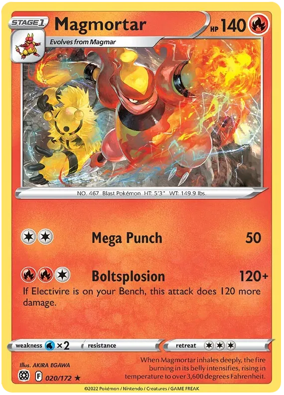 020/172 Magmortar (Rare) (Brilliant Stars) Pokemon card (English)
