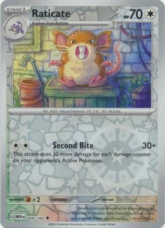 020/165 Raticate (Reverse Holo) - Pokémon 151 - Pokémon card (English) (Copy)