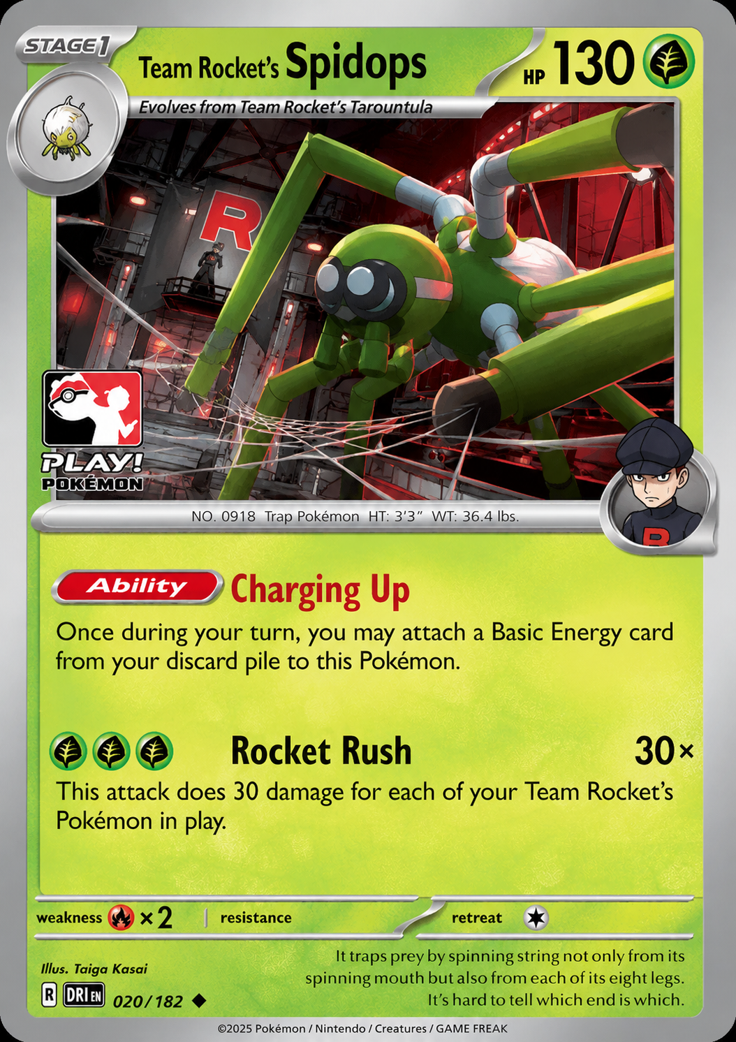 020/182 Team Rocket's Spidops (Play! Pokémon Prize Pack Series 8 Stamped) - Destined Rivals - Pokémon card (English)