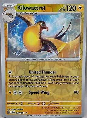 022/091 Kilowattrel (Reverse Holo) - Paldean Fates - Pokémon card (English)