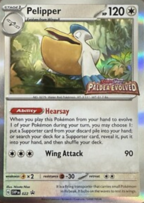 SVP 022 Pelipper (Holo) (Paldea Evolved Prerelease black star Promo) – Paldea Evolved - Pokémon card (English)