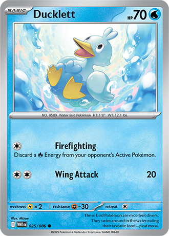 025/086 Ducklett (White Flare) Pokemon card (English)