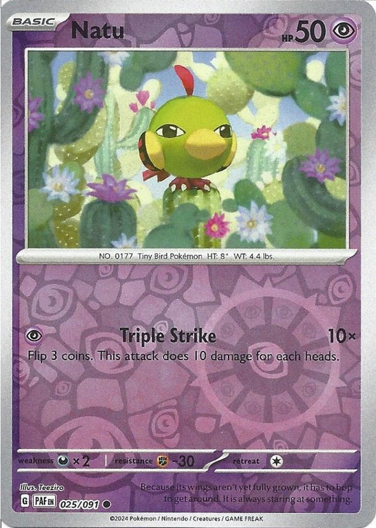 025/091 Natu (Reverse Holo) - Paldean Fates - Pokémon card (English)