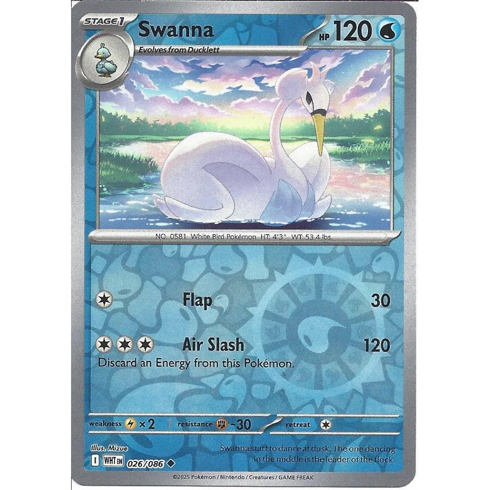 026/086 Swanna Reverse Holo) (White Flare) Pokemon card (English)